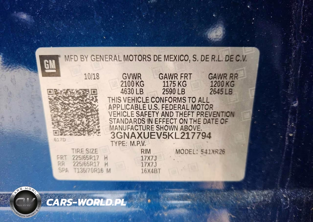 2019 Chevrolet Equinox Lt VIN:3GNAXUEV5KL217794 - 13