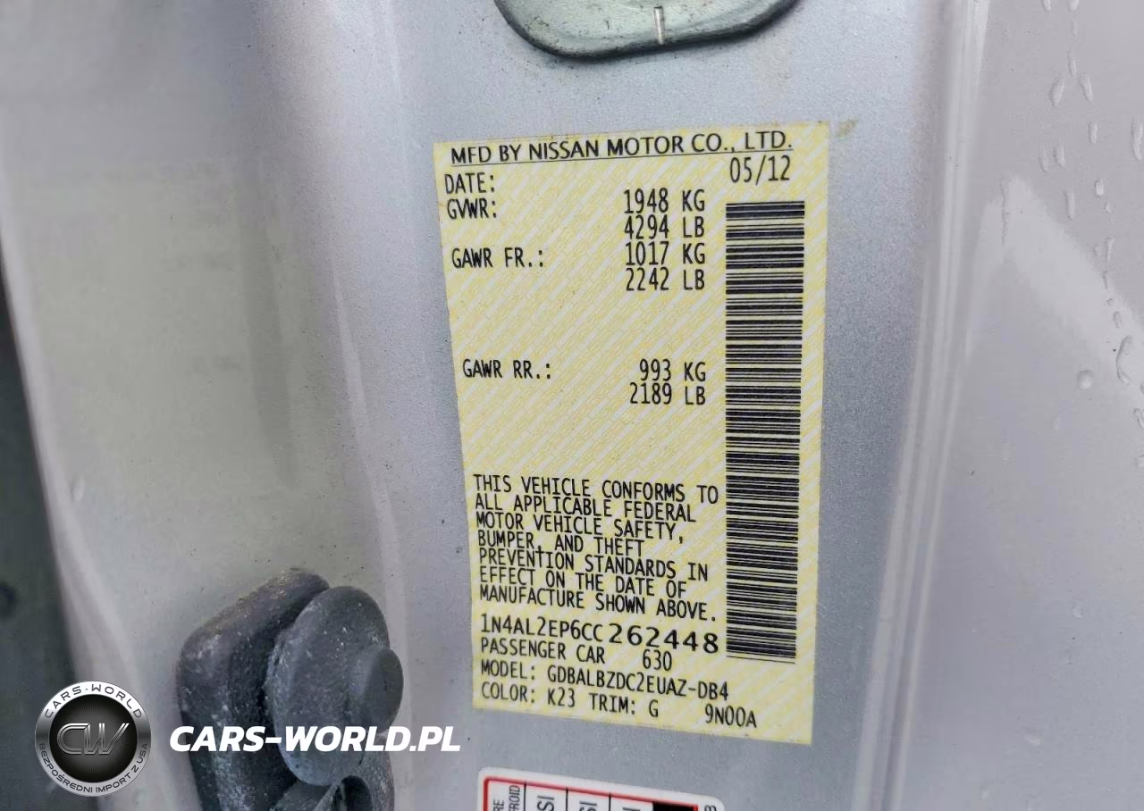 2012 Nissan Altima S VIN:1N4AL2EP6CC262448 - 13