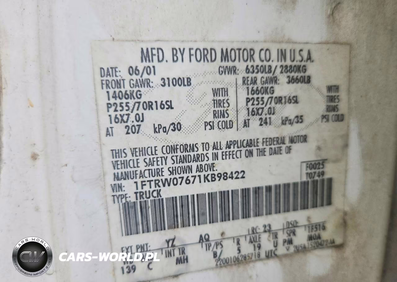 2001 Ford F150 Supercrew VIN:1FTRW07671KB98422 - 12