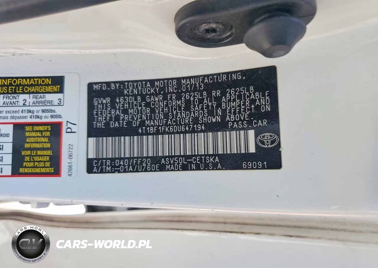 2013 Toyota Camry Se VIN:4T1BF1FK6DU647194 - 12