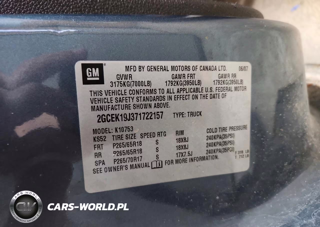 2007 Chevrolet Silverado K1500 VIN:2GCEK19J371722157 - 12