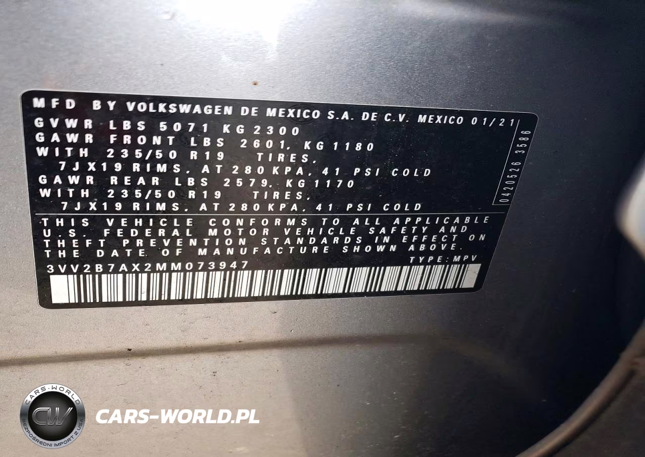 2021 Volkswagen Tiguan Se VIN:3VV2B7AX2MM073947 - 12