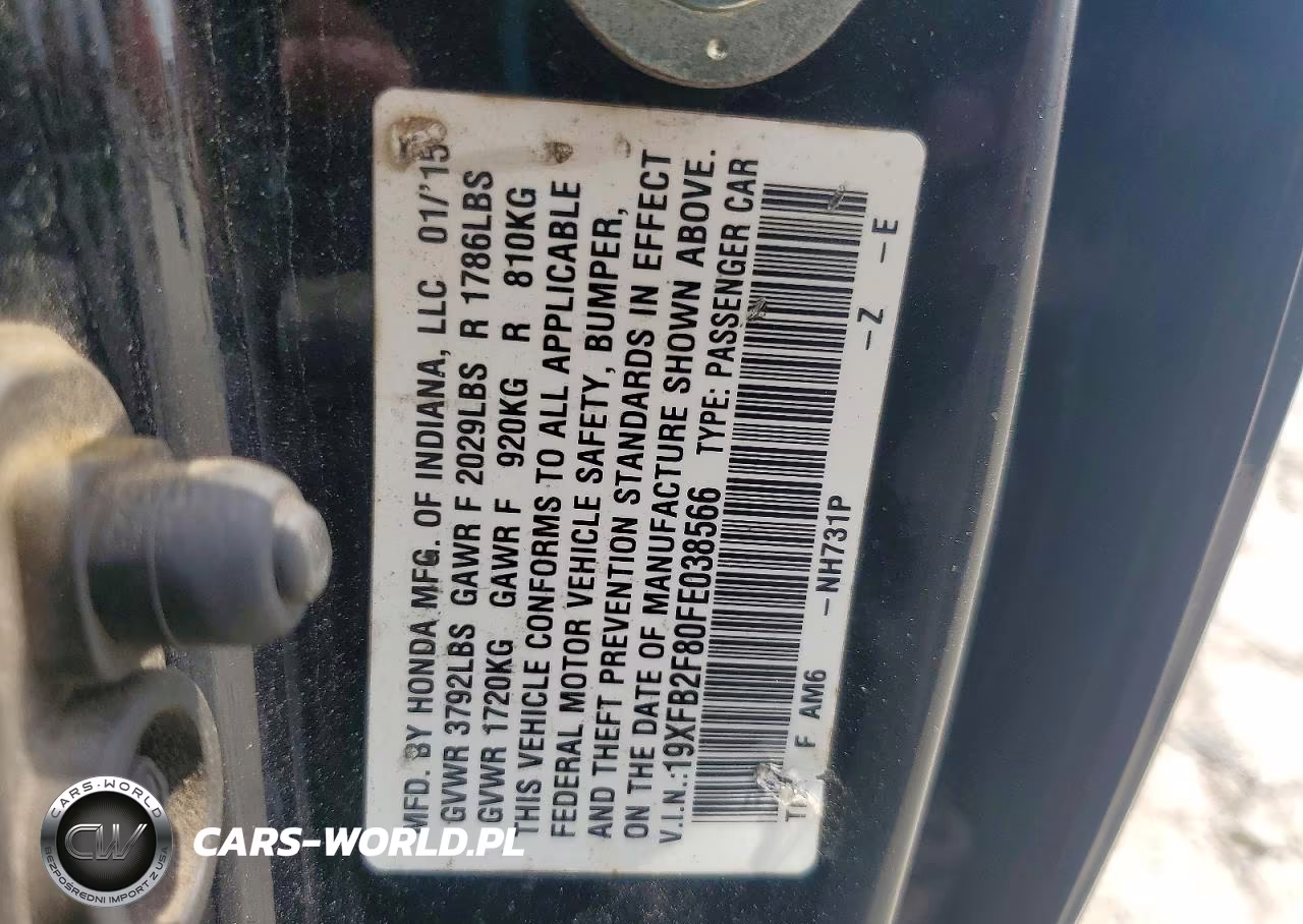 2015 Honda Civic Ex VIN:19XFB2F80FE038566 - 13