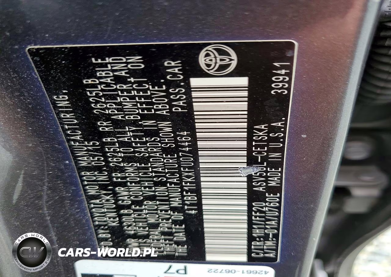 2015 Toyota Camry Se VIN:4T1BF1FKXFU074464 - 12