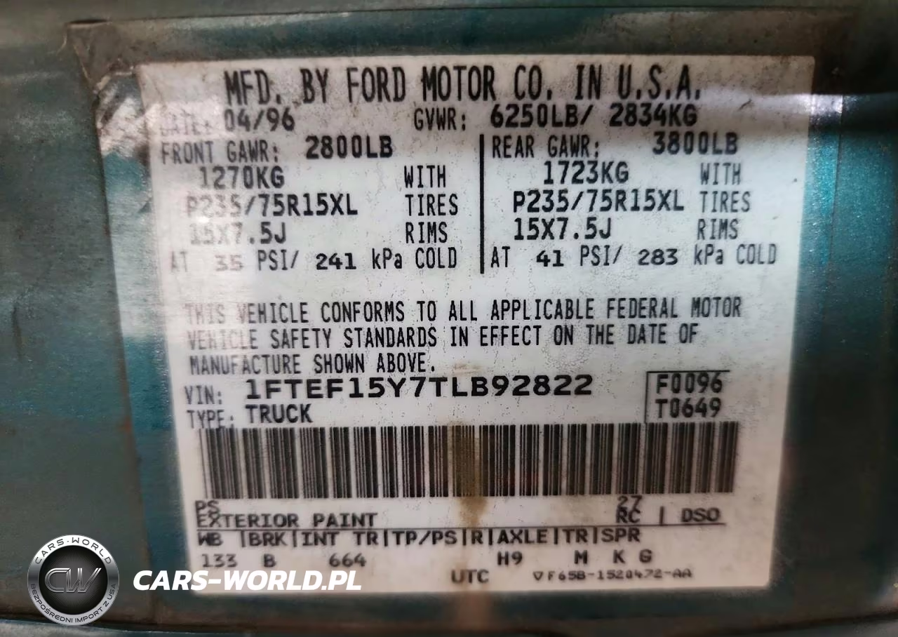 1996 Ford F150 VIN:1FTEF15Y7TLB92822 - 12