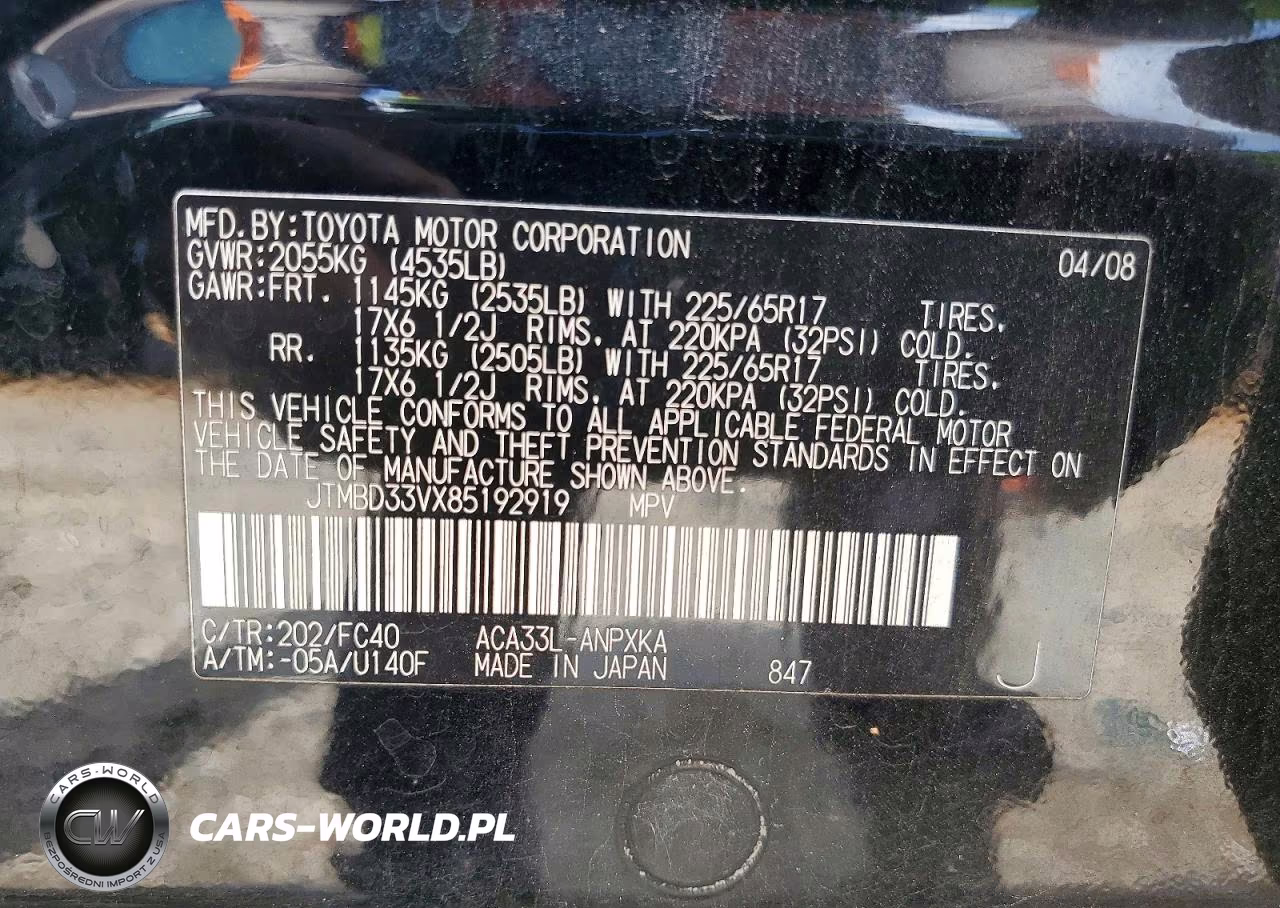 2008 Toyota Rav4 Base VIN:JTMBD33VX85192919 - 14