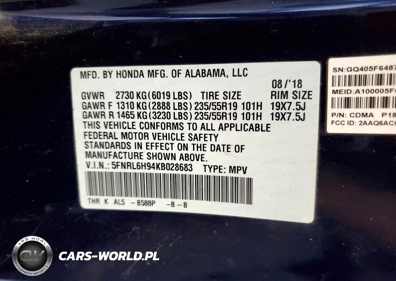 2019 Honda Odyssey Elite VIN:5FNRL6H94KB028683 - 14