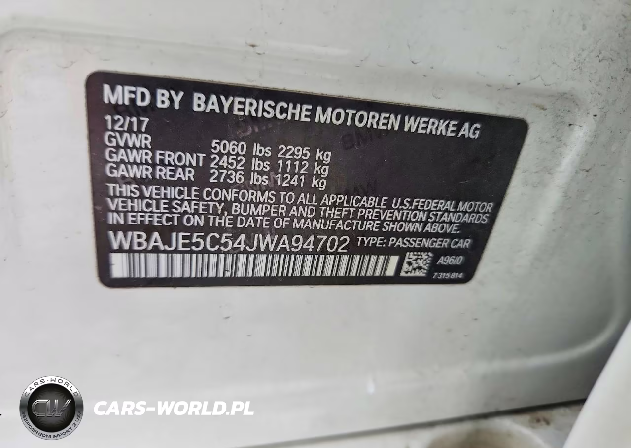 2018 BMW 540 I VIN:WBAJE5C54JWA94702 - 12