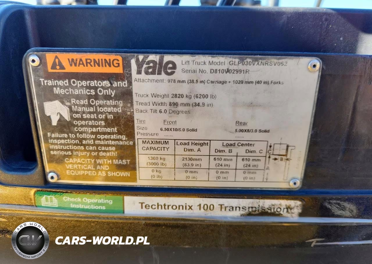 1999 Yale Glp030Vxnrsv062 Forklift VIN:D810V02991R - 10