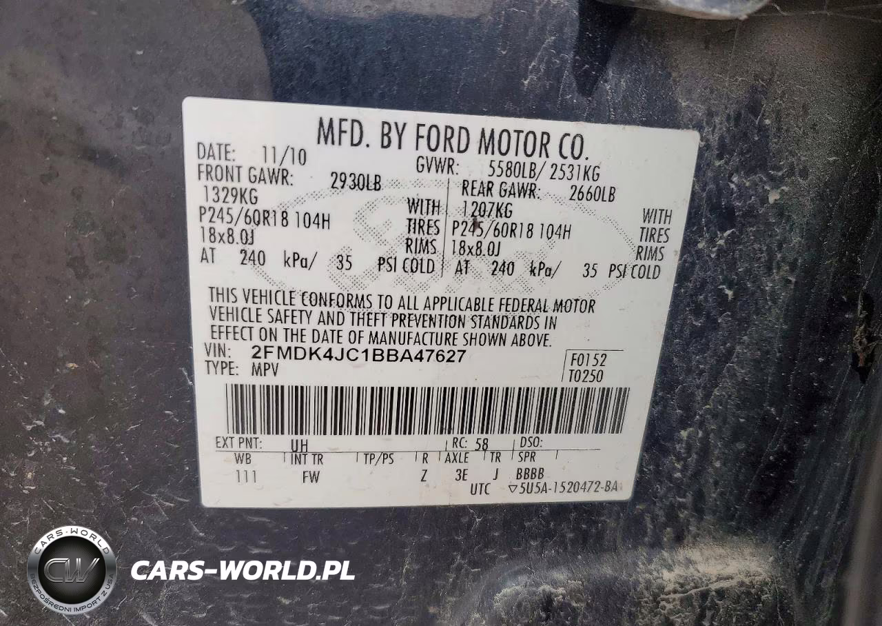 2011 Ford Edge Sel VIN:2FMDK4JC1BBA47627 - 13