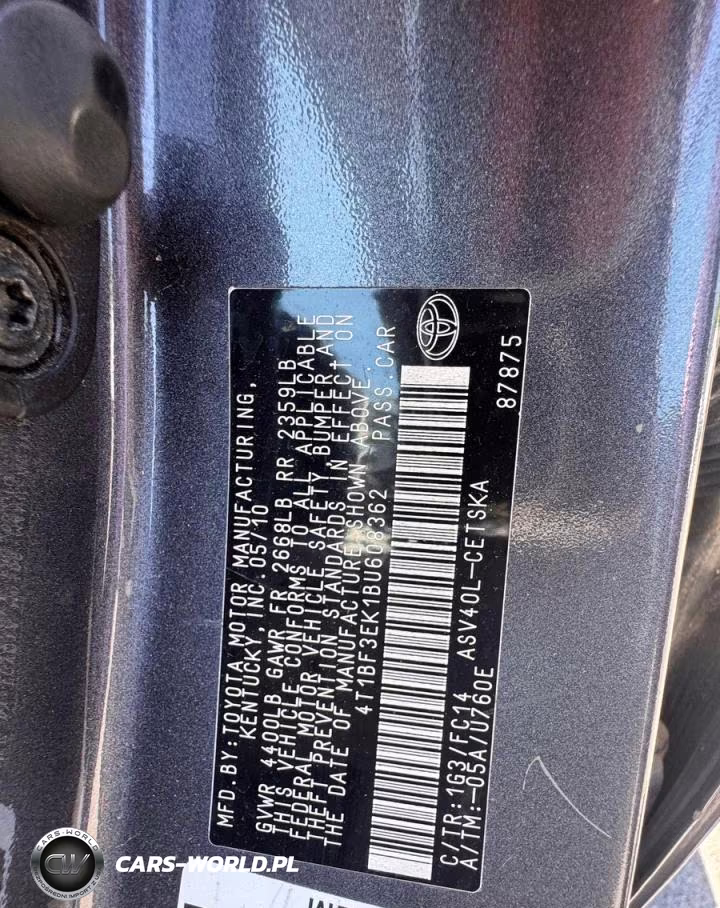 2011 Toyota Camry Se VIN:4T1BF3EK1BU608362 - 10