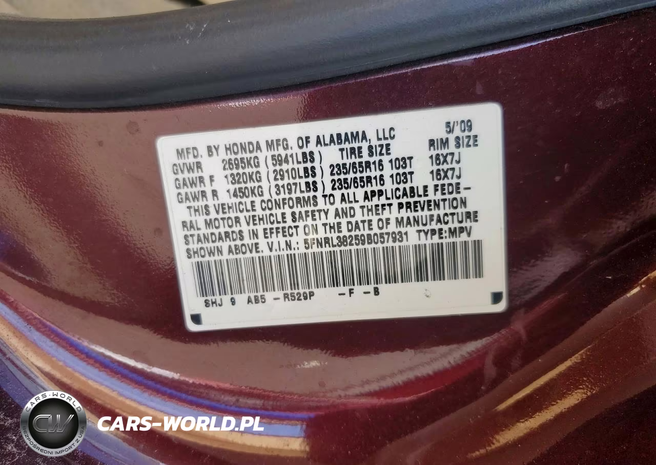 2009 Honda Odyssey Lx VIN:5FNRL38259B057931 - 14