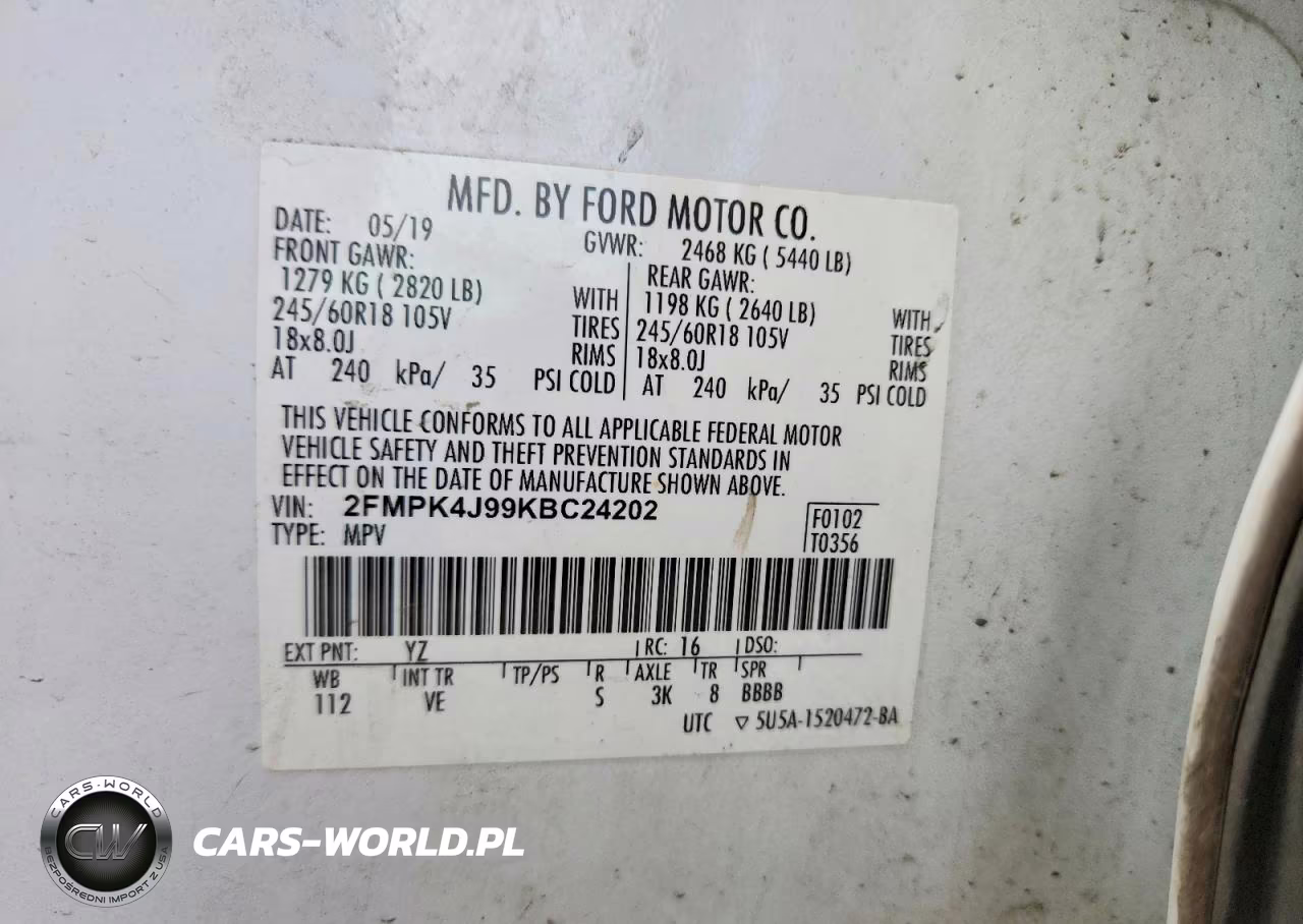 2019 Ford Edge Sel VIN:2FMPK4J99KBC24202 - 12