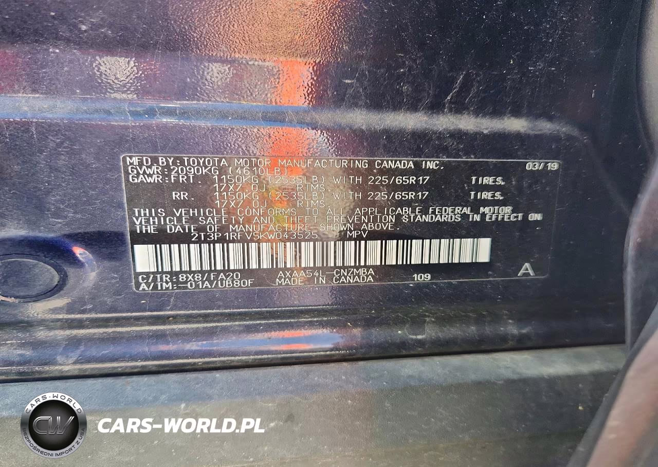 2019 Toyota Rav4 Xle VIN:2T3P1RFV5KW043525 - 13