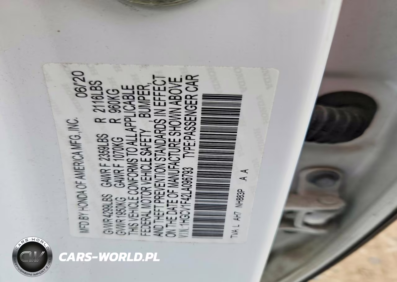 2020 Honda Accord Ex VIN:1HGCV1F42LA096793 - 12
