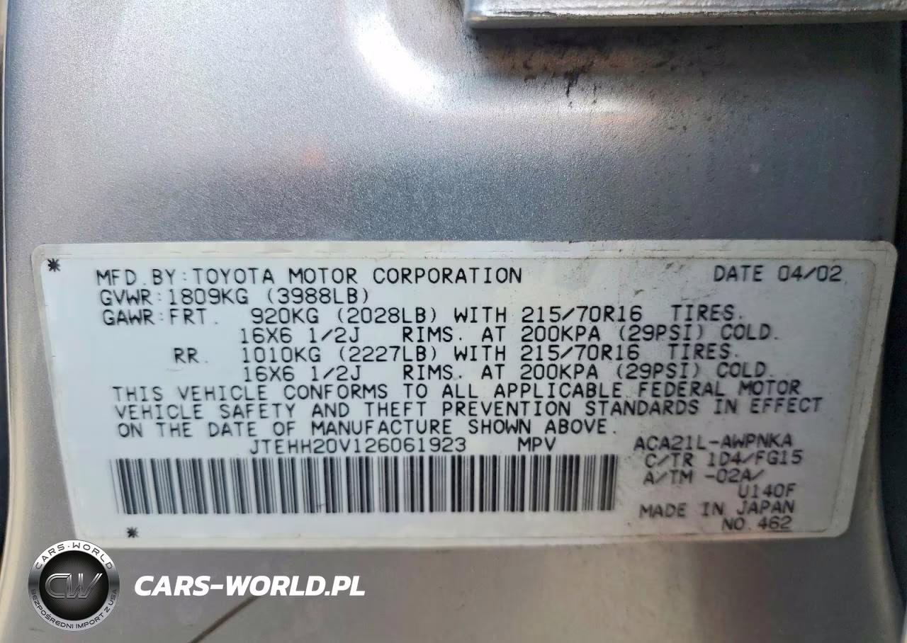 2002 Toyota Rav4 Base VIN:JTEHH20V126061923 - 12