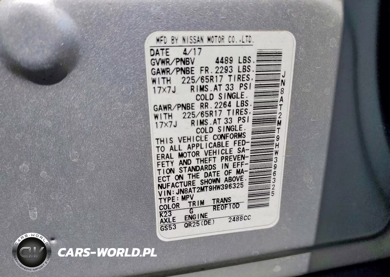 2017 Nissan Rogue Sv VIN:JN8AT2MT9HW396325 - 14