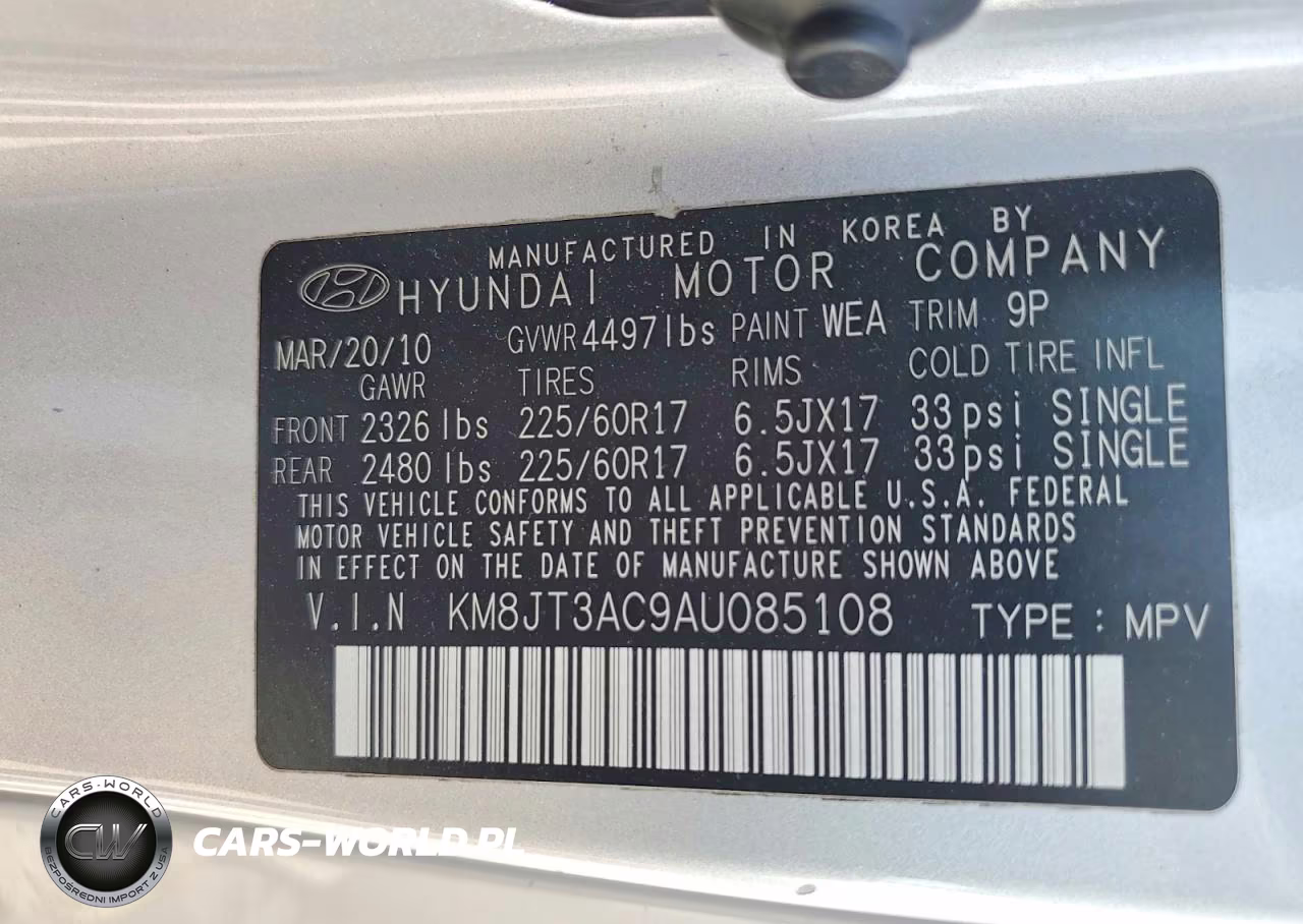 2010 Hyundai Tucson Gls VIN:KM8JT3AC9AU085108 - 13
