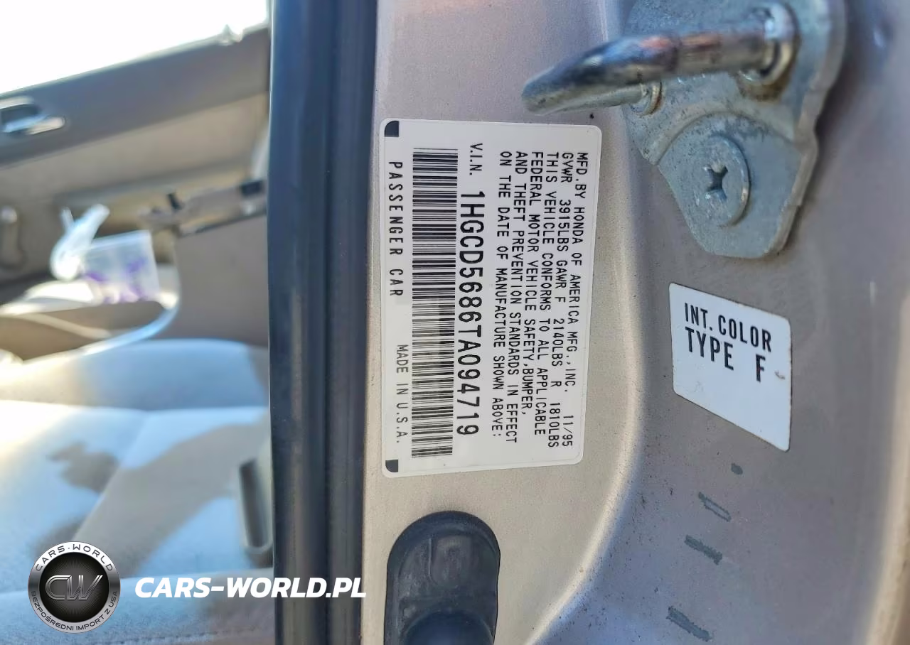 1996 Honda Accord Dx 25Th Anniversary VIN:1HGCD5686TA094719 - 12