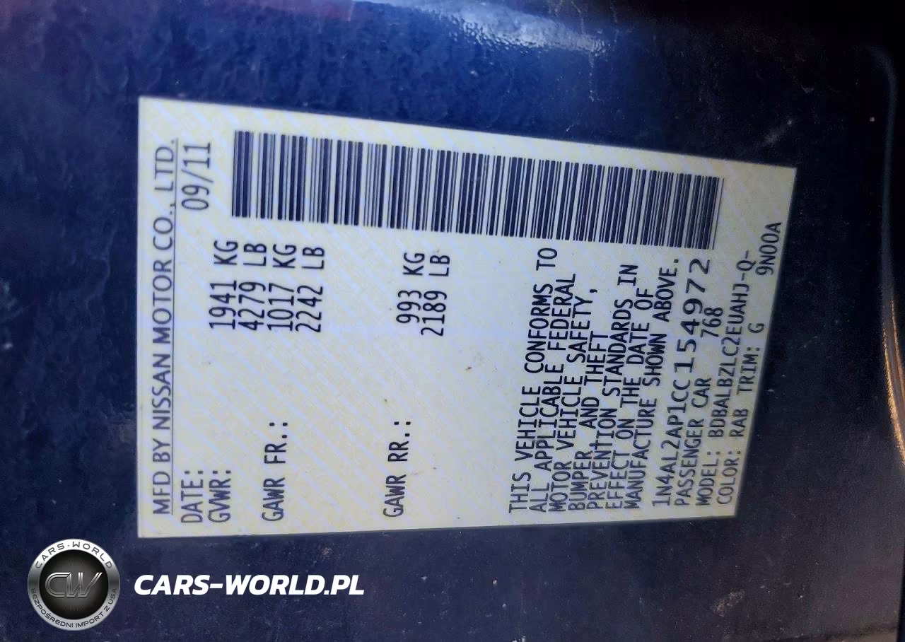 2012 Nissan Altima 2.5 VIN:1N4AL2AP1CC154972 - 12