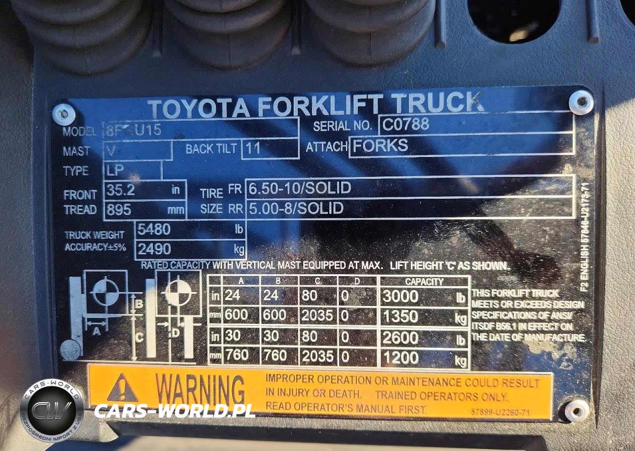 2020 Toyota 8Fgu15 Forklift VIN:C0788 - 10