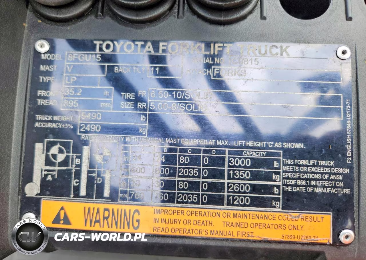2020 Toyota 8Fgu15 Forklift VIN:C0815 - 10