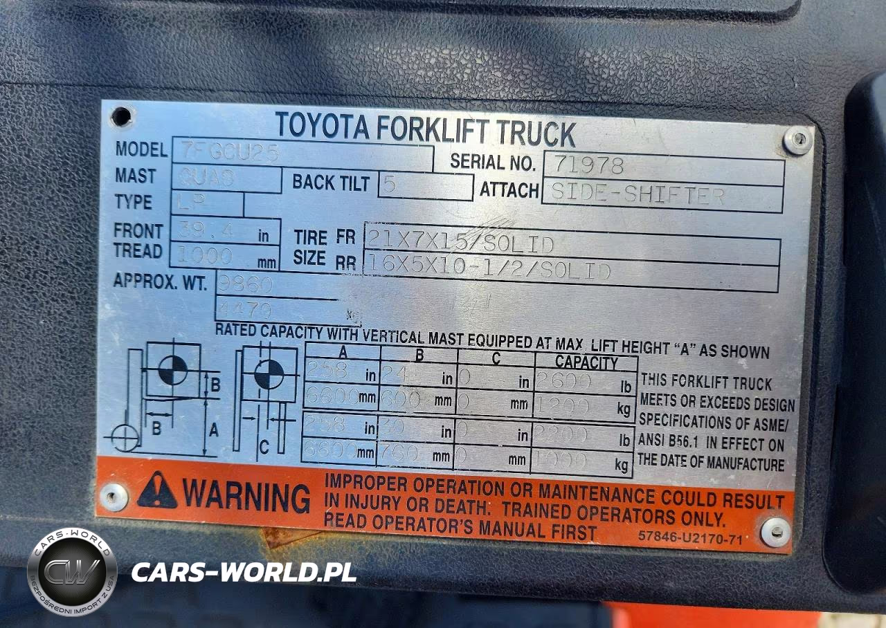 2019 Toyota 7Fgcu25 Forklift VIN:71978 - 10