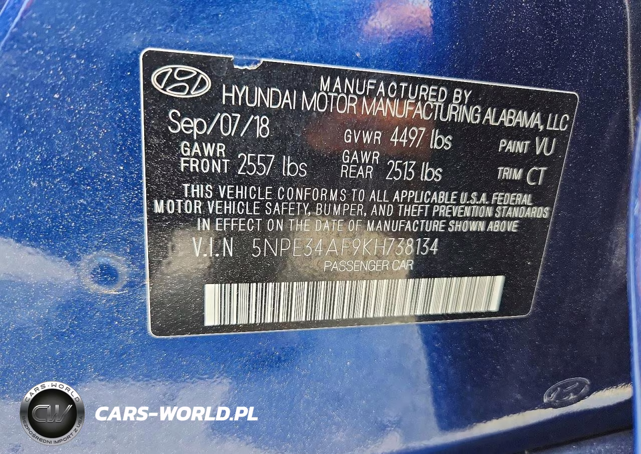 2019 Hyundai Sonata Sport VIN:5NPE34AF9KH738134 - 12