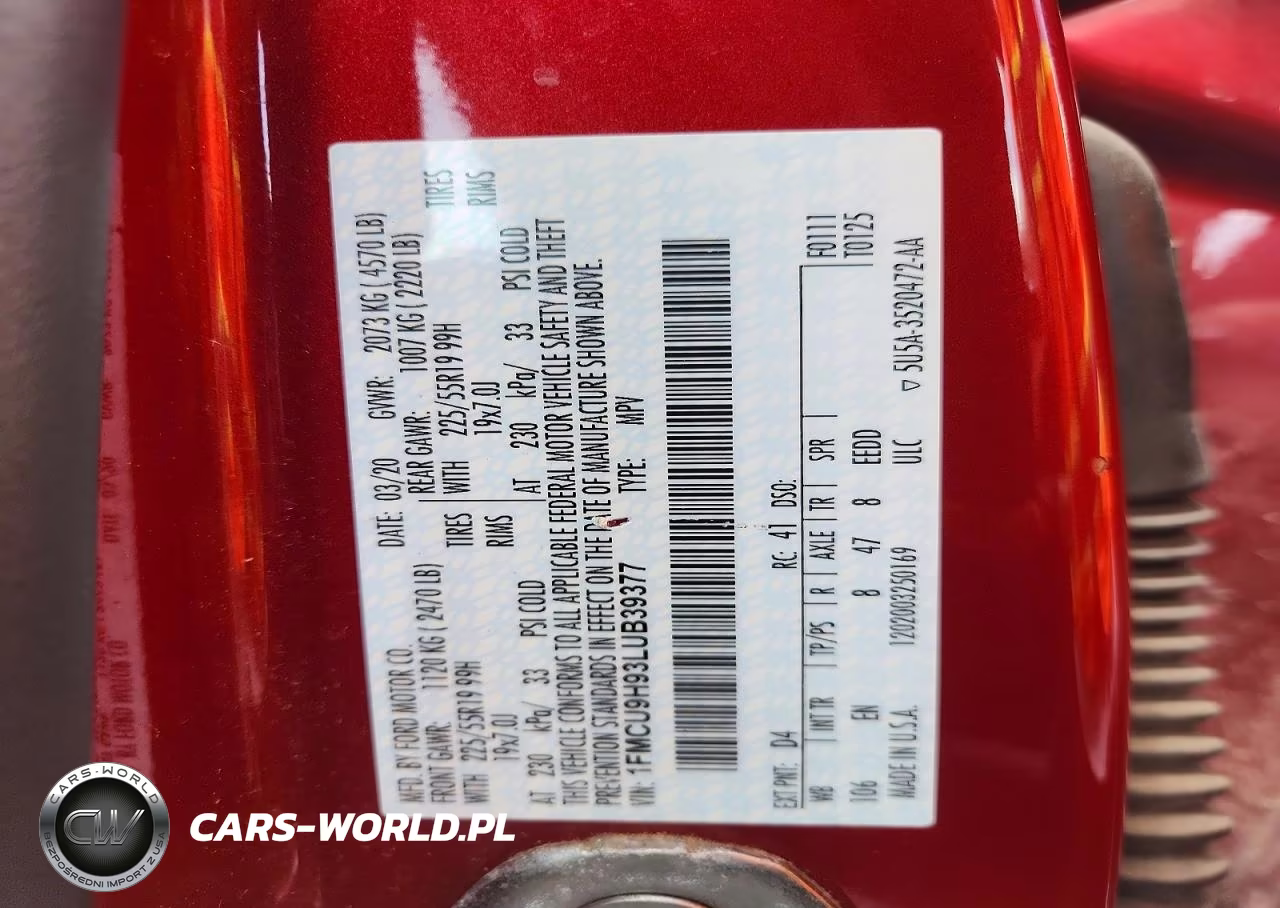 2020 Ford Escape Sel VIN:1FMCU9H93LUB39377 - 13