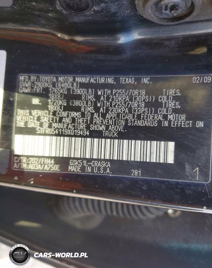 2009 Toyota Tundra Grade VIN:5TFRU54119X019494 - 12
