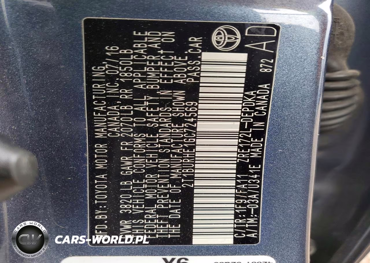 2016 Toyota Corolla L VIN:2T1BURHE1GC724569 - 12
