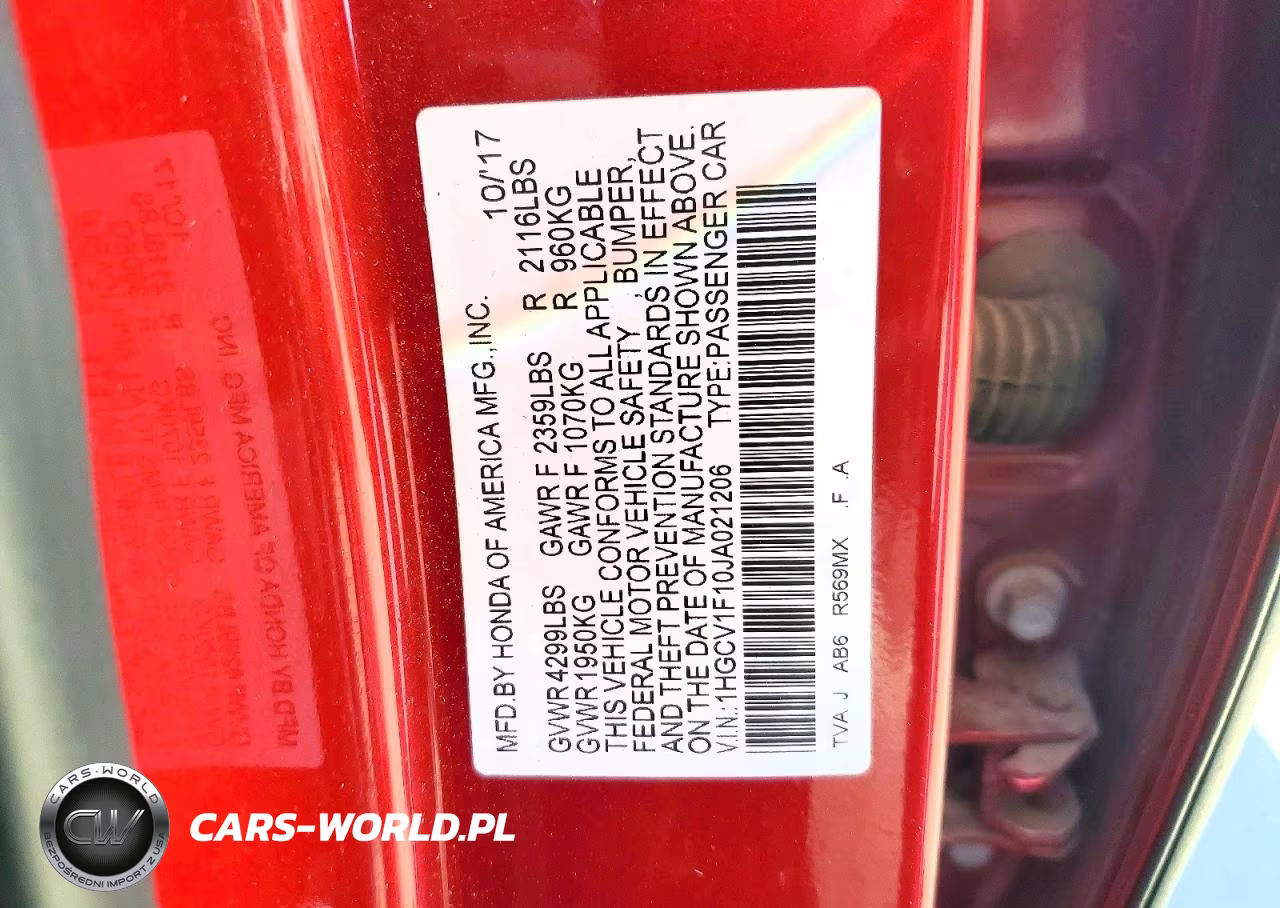 2018 Honda Accord Lx VIN:1HGCV1F10JA021206 - 13