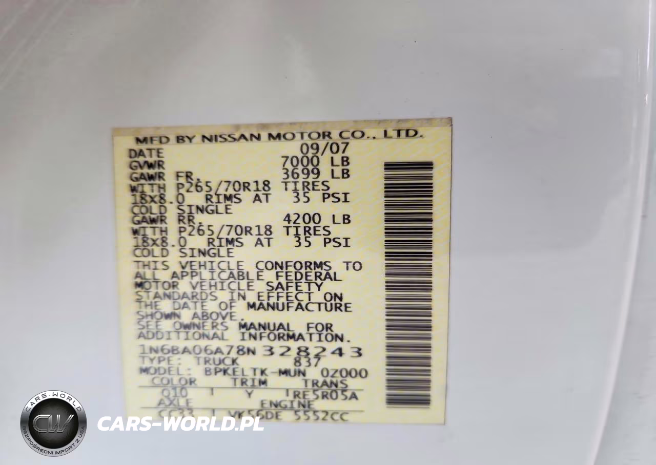 2008 Nissan Titan Xe Ffv VIN:1N6BA06A78N328243 - 12