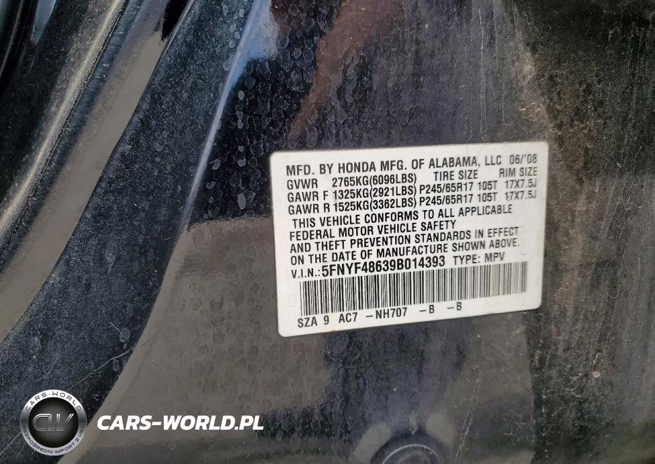 2009 Honda Pilot Exl VIN:5FNYF48639B014393 - 12