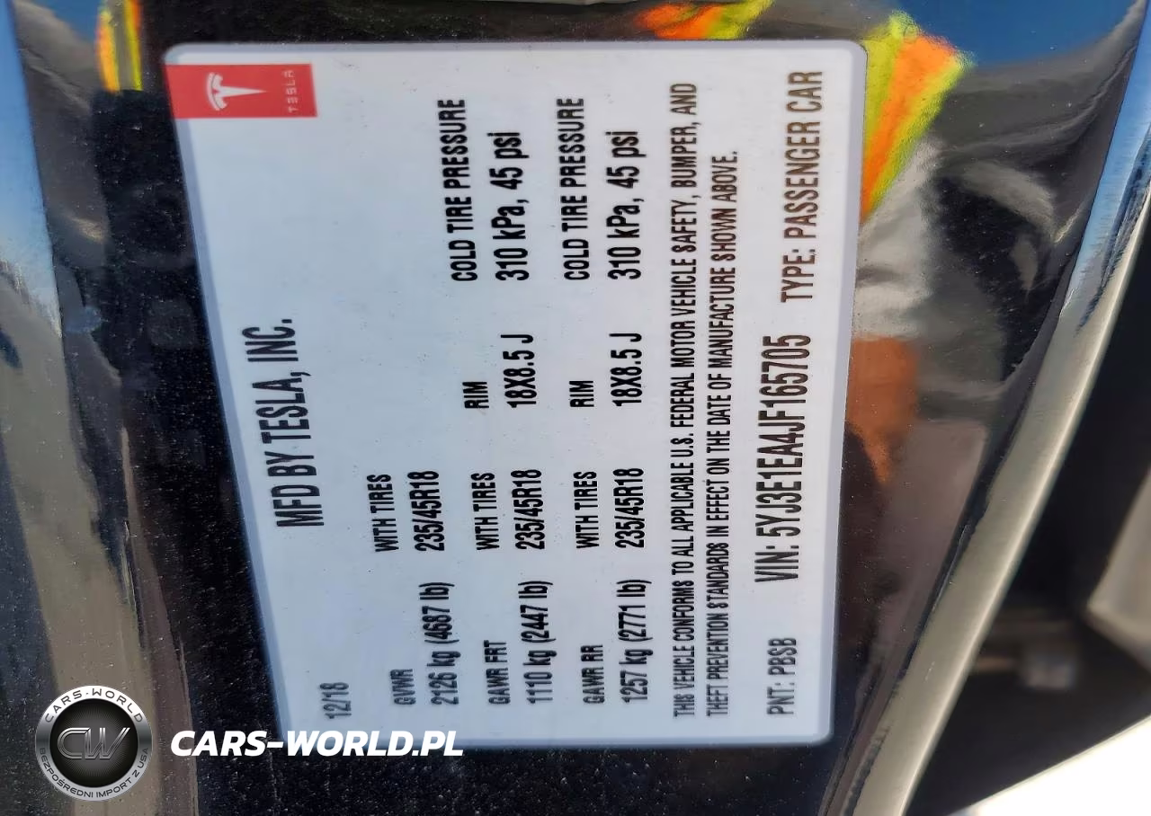 2018 Tesla Model 3 VIN:5YJ3E1EA4JF165705 - 12