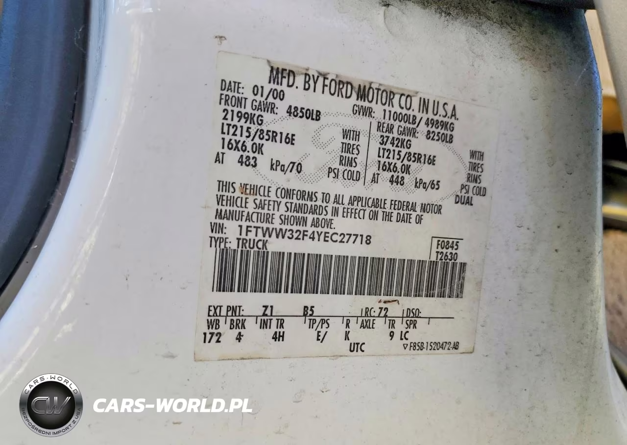2000 Ford F350 Super Duty VIN:1FTWW32F4YEC27718 - 12