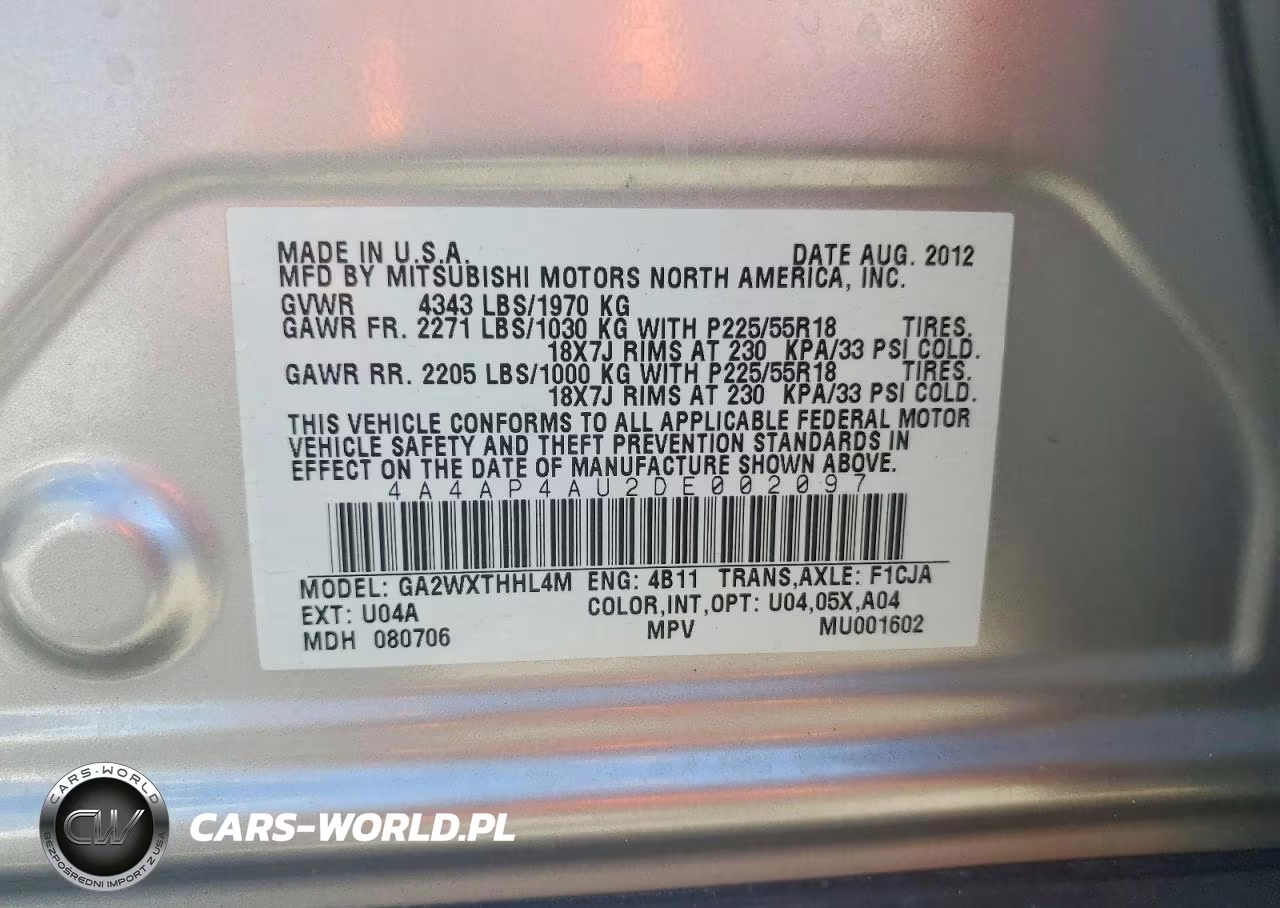 2013 Mitsubishi Outlander Sport Se VIN:4A4AP4AU2DE002097 - 13