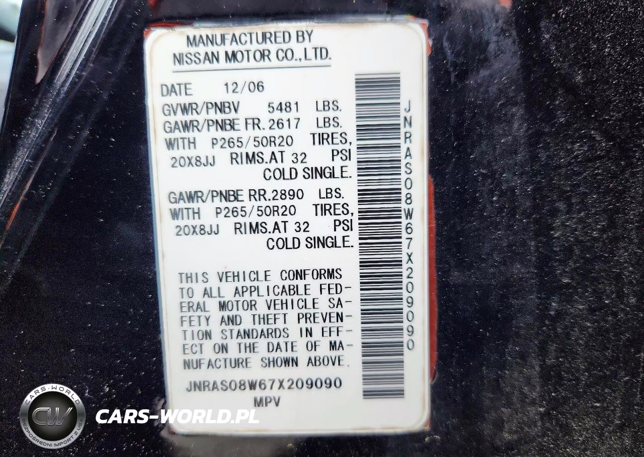 2007 Infiniti Fx35 Base VIN:JNRAS08W67X209090 - 13