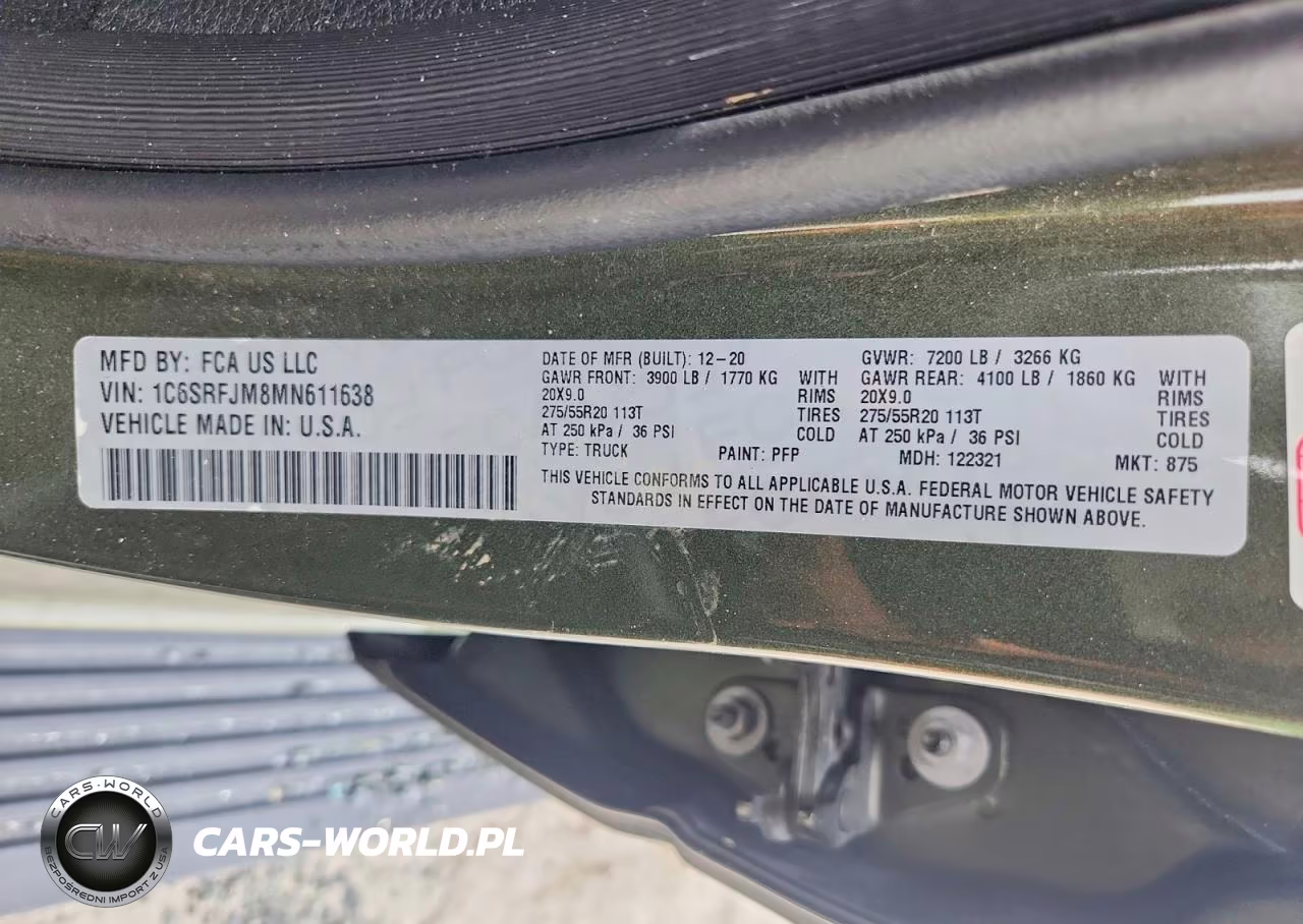 2021 Ram 1500 Laramie VIN:1C6SRFJM8MN611638 - 12