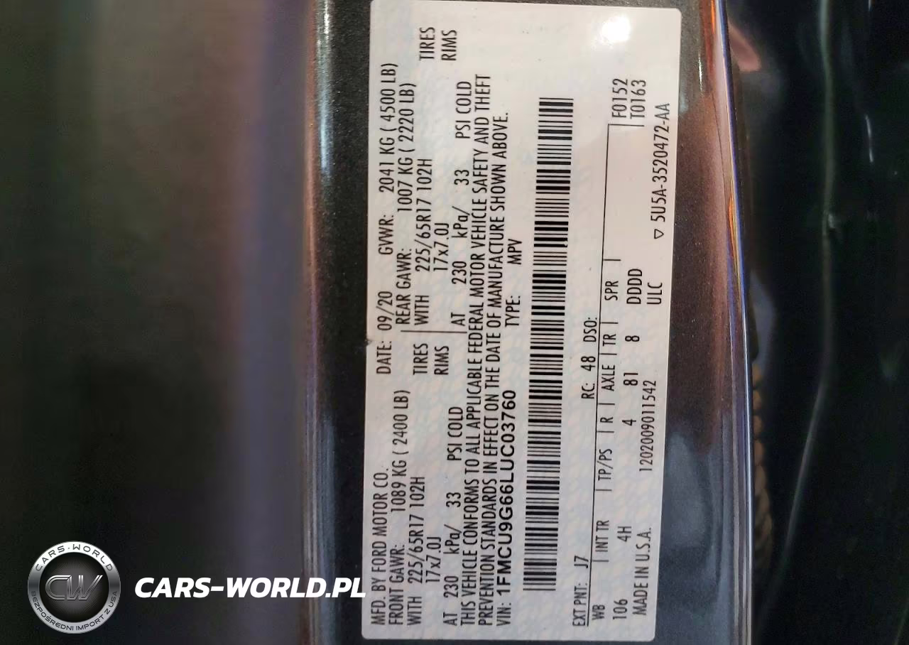 2020 Ford Escape Se VIN:1FMCU9G66LUC03760 - 13