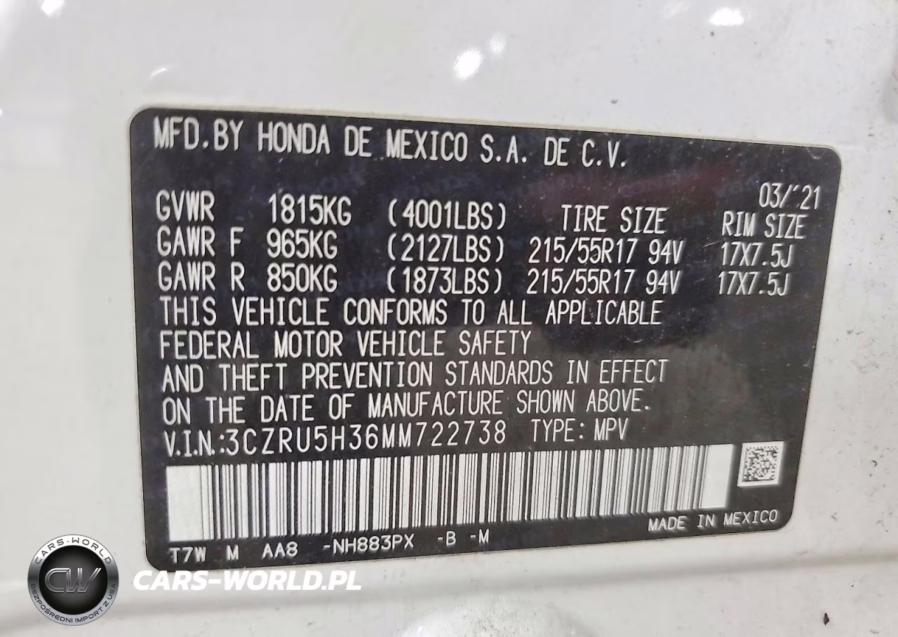 2021 Honda Hr-V Lx VIN:3CZRU5H36MM722738 - 12
