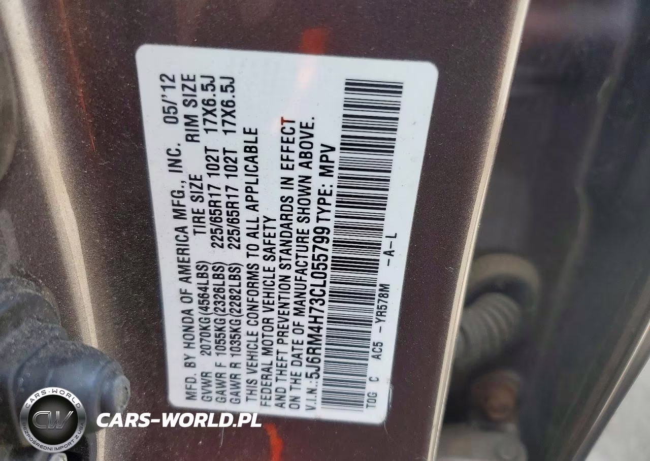 2012 Honda Cr-V Exl VIN:5J6RM4H73CL055799 - 13
