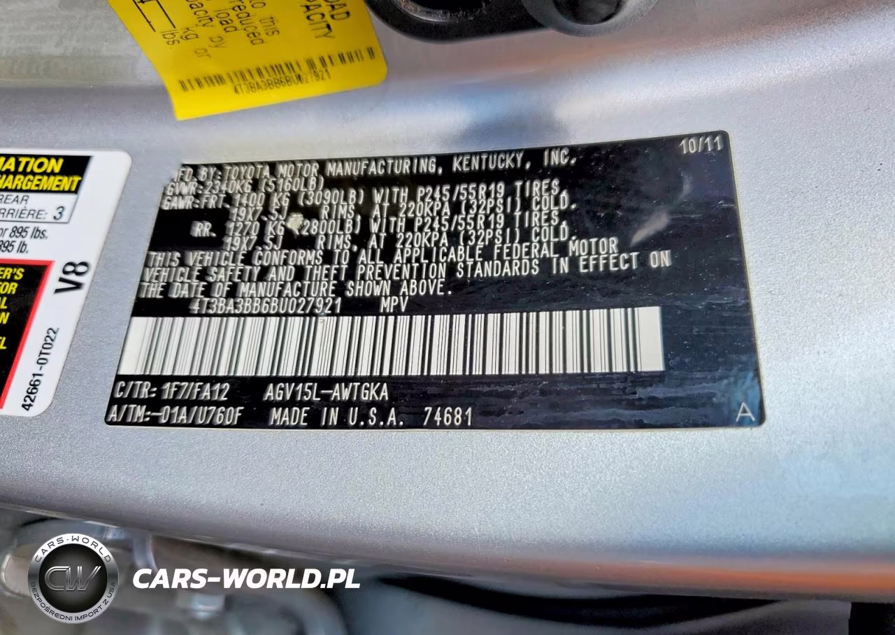 2011 Toyota Venza Awd 4Cyl VIN:4T3BA3BB6BU027921 - 13