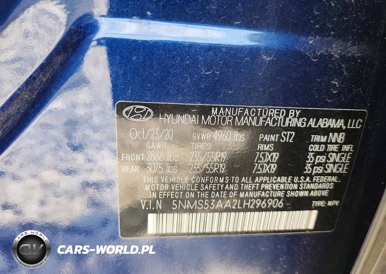 2020 Hyundai Santa Fe Limited 2.0T VIN:5NMS53AA2LH296906 - 12