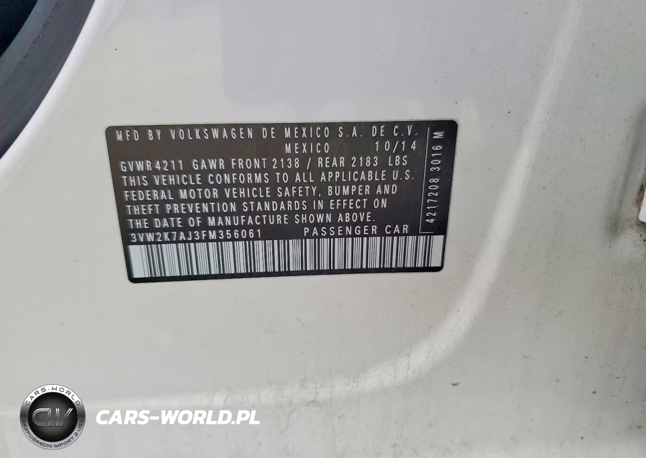 2015 Volkswagen Jetta Base VIN:3VW2K7AJ3FM356061 - 12