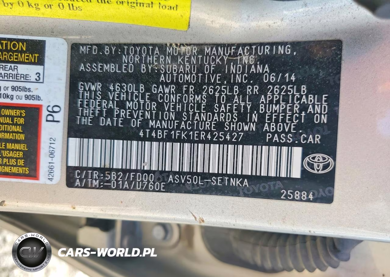 2014 Toyota Camry Le VIN:4T4BF1FK1ER425427 - 12
