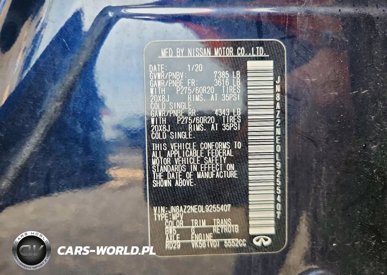 2020 Infiniti Qx80 Luxe VIN:JN8AZ2NE0L9255407 - 13