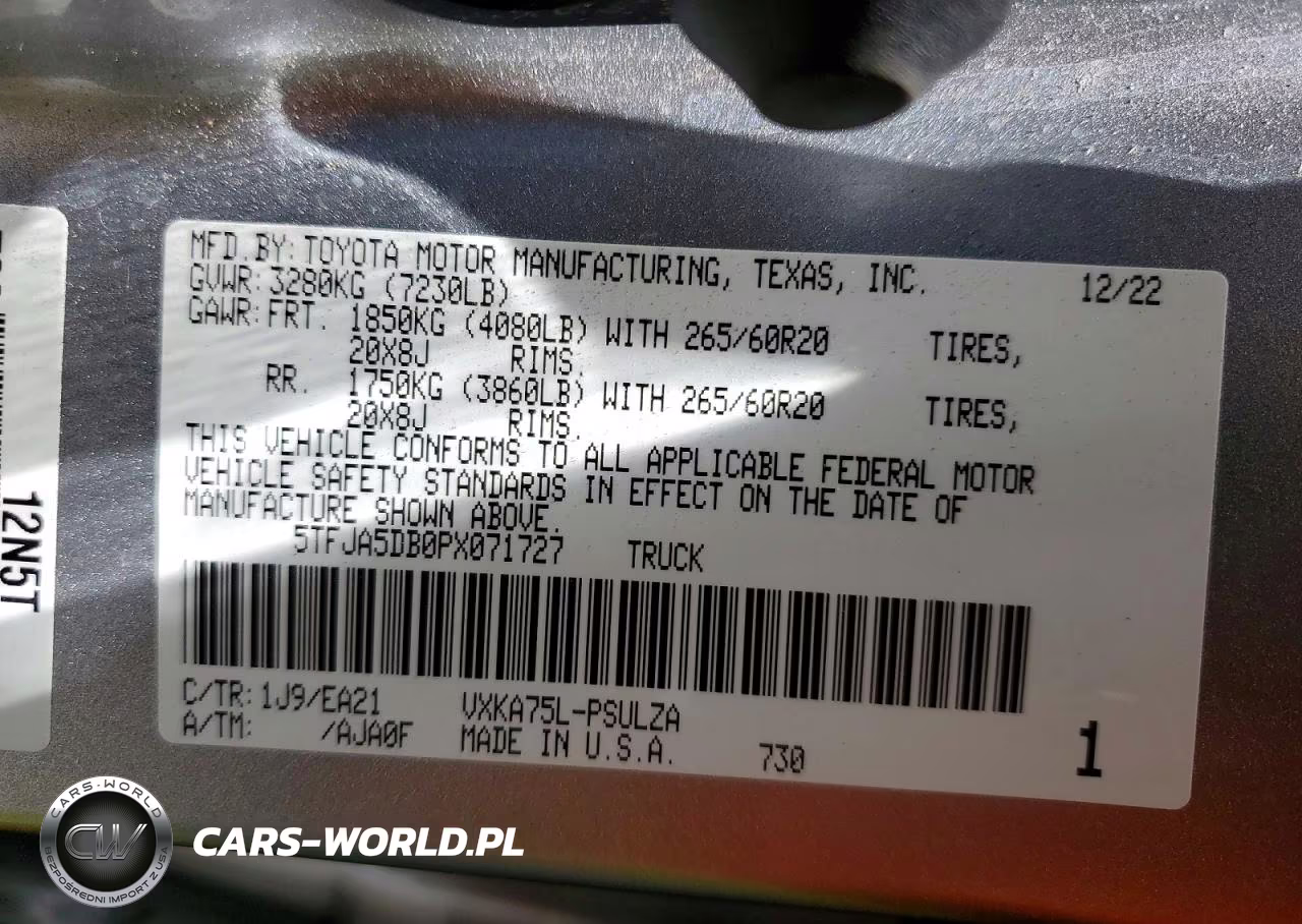 2023 Toyota Tundra Crewmax Limited VIN:5TFJA5DB0PX071727 - 12