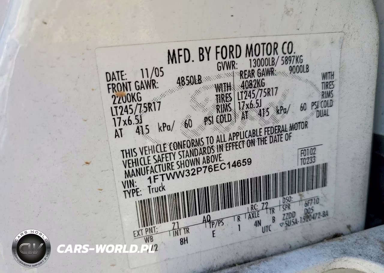 2006 Ford F350 Super Duty VIN:1FTWW32P76EC14659 - 12