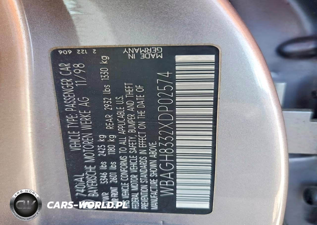 1999 BMW 740 Il VIN:WBAGH8332XDP02574 - 12